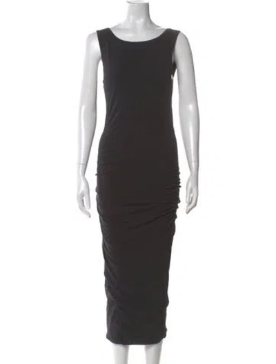 Pre-owned James Perse Bateau Neckline Midi Length Dress In Gray