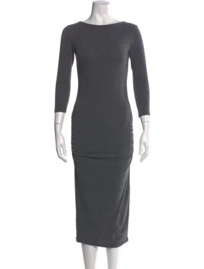 Pre-owned James Perse Bateau Neckline Midi Length Dress In Gray