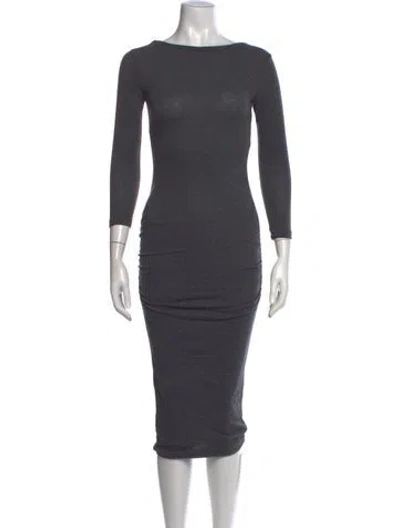 Pre-owned James Perse Bateau Neckline Midi Length Dress In Grey