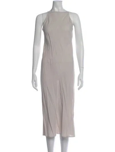 Pre-owned James Perse Bateau Neckline Midi Length Dress In Neutral