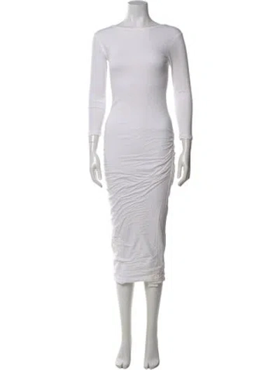 Pre-owned James Perse Bateau Neckline Midi Length Dress In White