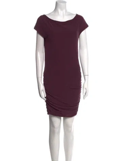 Pre-owned James Perse Bateau Neckline Mini Dress In Burgundy