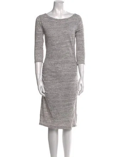 Pre-owned James Perse Bateau Neckline Mini Dress In Gray