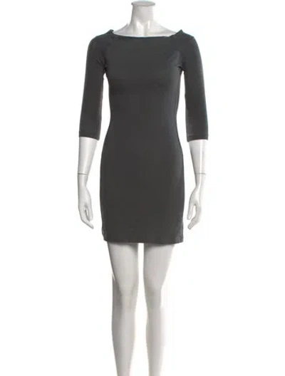 Pre-owned James Perse Bateau Neckline Mini Dress In Grey