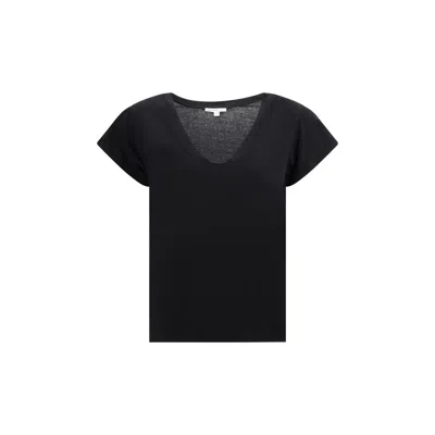 James Perse V-neck Cotton T-shirt In Black
