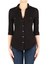 James Perse Sheer Slub Buttoned Shirt In Black