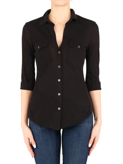 JAMES PERSE BLACK SLIM CHEST POCKET SHIRT