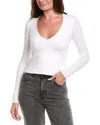 James Perse Stretch Rib Double Front Deep V Tee White In White