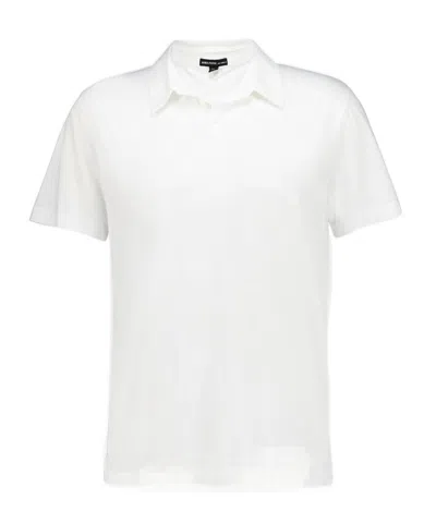 James Perse Brushed Lotus Polo Shirt In White