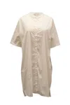 James Perse Button Down Shirt Dress In White Cotton In Multi