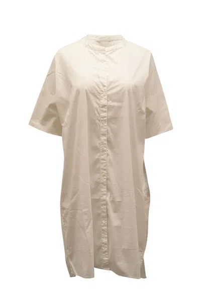 James Perse Button Down Shirt Dress In White Cotton In Multi