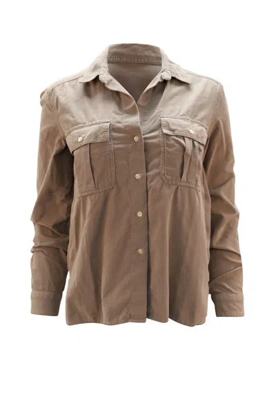James Perse Button-down Shirt With Pockets In Beige Cotton In Neutral