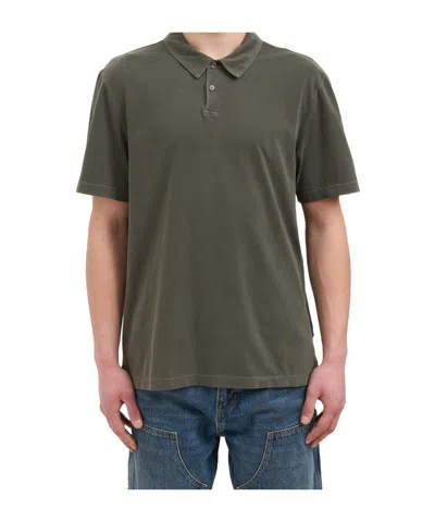 James Perse Button-down Short-sleeved Polo Shirt In Green