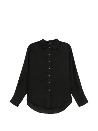 James Perse Button-up Linen Shirt In Black