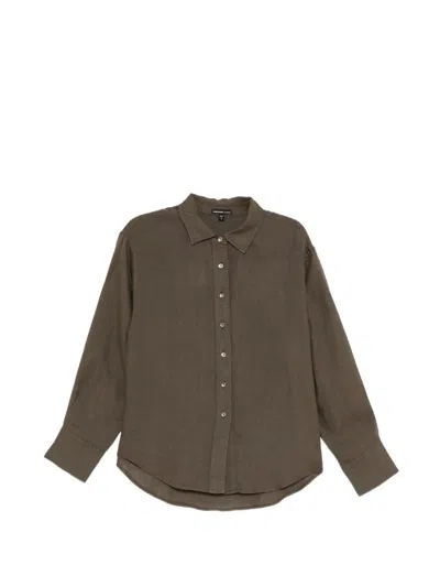 James Perse Button-up Linen Shirt In Green