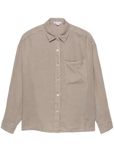 James Perse Long-sleeve Linen Shirt In Toast