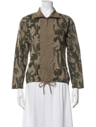 Pre-owned James Perse Camouflage Print Jacket In Green