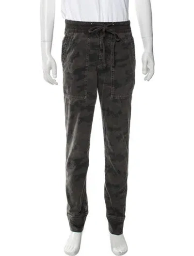 Pre-owned James Perse Camouflage Print Joggers In Green