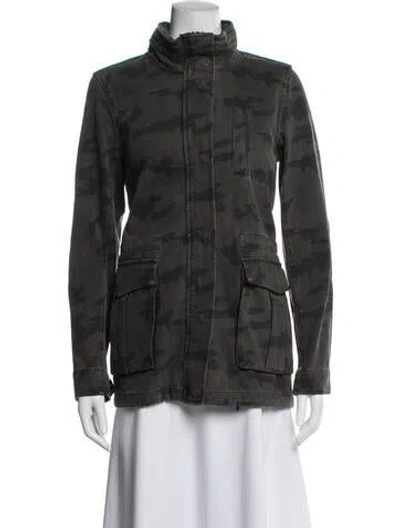 Pre-owned James Perse Camouflage Print Parka In Green