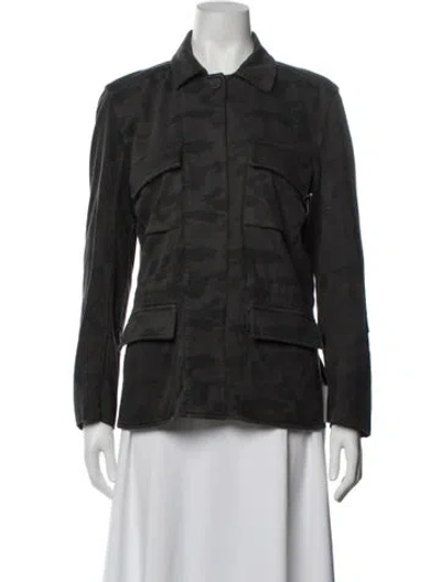 Pre-owned James Perse Camouflage Print Utility Jacket In Black