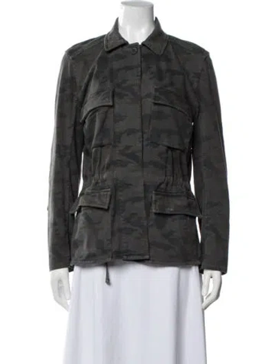 Pre-owned James Perse Camouflage Print Utility Jacket In Green