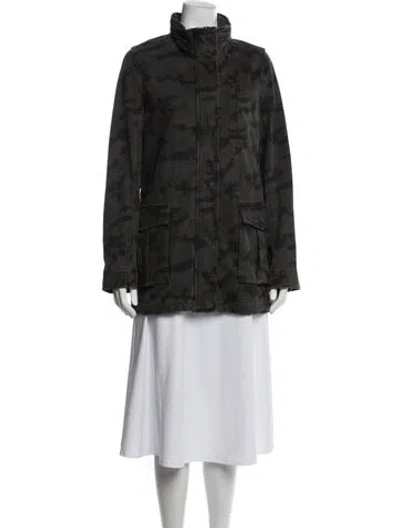 Pre-owned James Perse Camouflage Print Utility Jacket In Green