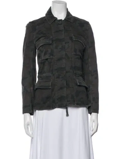 Pre-owned James Perse Camouflage Print Utility Jacket In Green
