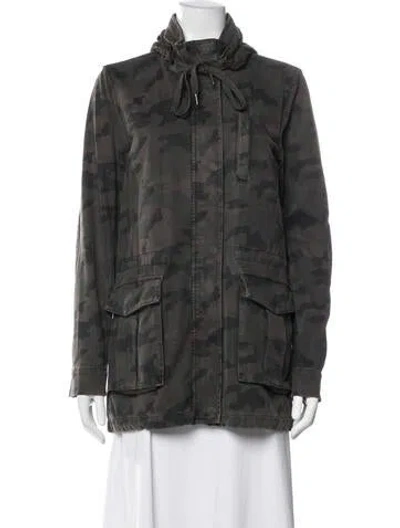 Pre-owned James Perse Camouflage Print Utility Jacket In Green