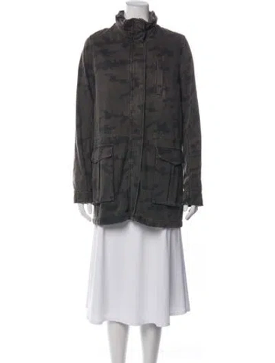 Pre-owned James Perse Camouflage Print Utility Jacket In Green