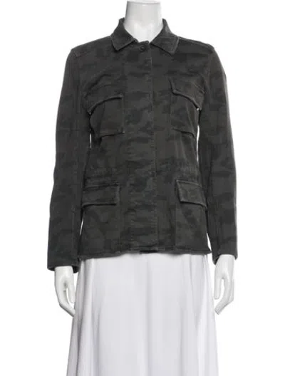 Pre-owned James Perse Camouflage Print Utility Jacket In Green