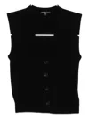 James Perse Cashmere Button-up Vest In Black