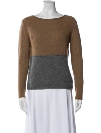 Pre-owned James Perse Cashmere Colorblock Pattern Sweater In Brown