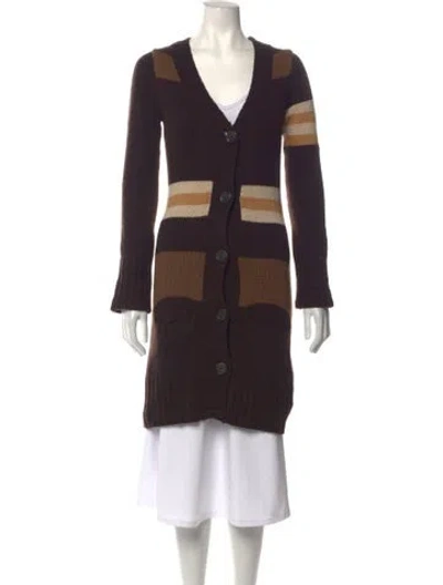 Pre-owned James Perse Cashmere Colorblock Pattern Sweater In Brown