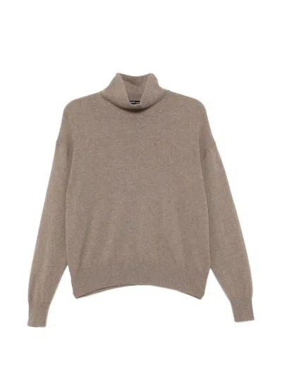 James Perse Cashmere Funnel-neck Sweater In Brown