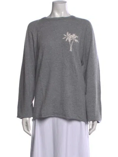 Pre-owned James Perse Cashmere Graphic Print Sweater In Gray