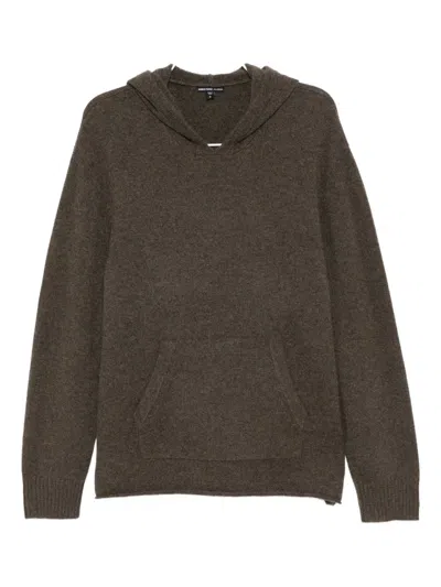 James Perse Cashmere Hooded Pullover In Green