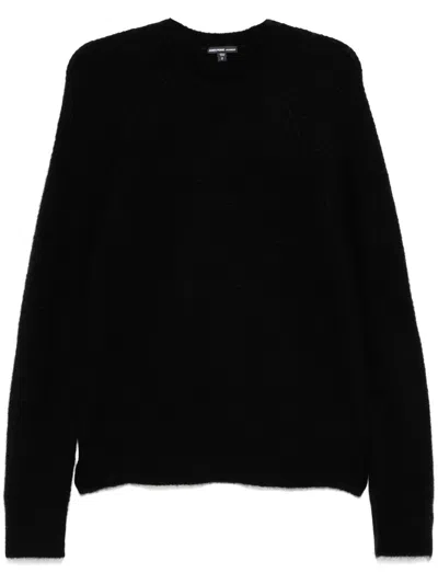 James Perse Cashmere Knit Raglan Crew Sweater In Black