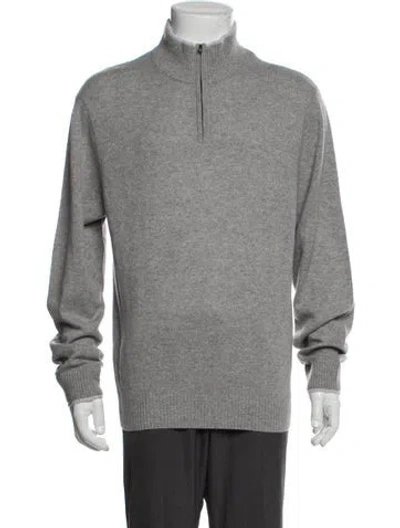 Pre-owned James Perse Cashmere Mock Neck Polo Sweater In Gray