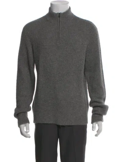 Pre-owned James Perse Cashmere Mock Neck Polo Sweater In Gray