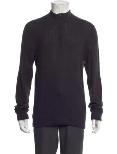 Pre-owned James Perse Cashmere Mock Neck Pullover In Black