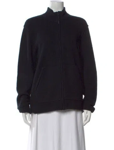 Pre-owned James Perse Cashmere Mock Neck Sweater In Black