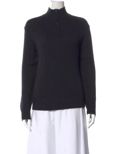 Pre-owned James Perse Cashmere Mock Neck Sweater In Black