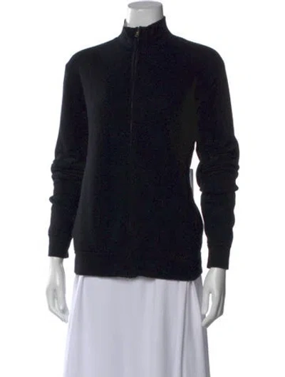 Pre-owned James Perse Cashmere Mock Neck Sweater In Black