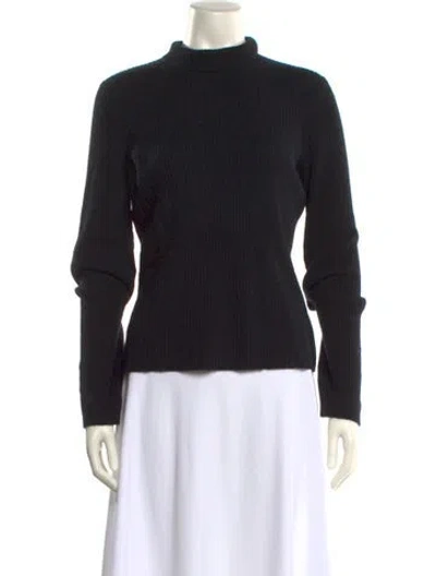 Pre-owned James Perse Cashmere Mock Neck Sweater In Black