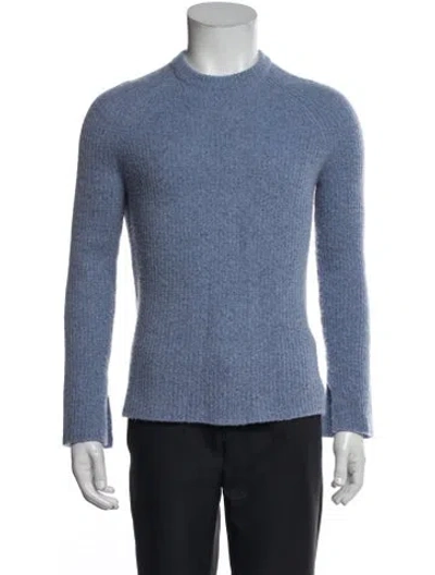 Pre-owned James Perse Cashmere Mock Neck Sweater In Blue