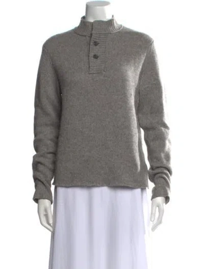 Pre-owned James Perse Cashmere Mock Neck Sweater In Gray