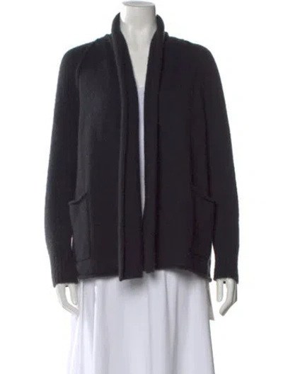 Pre-owned James Perse Cashmere Open Front Sweater In Black