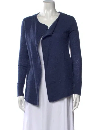 Pre-owned James Perse Cashmere Open Front Sweater In Blue