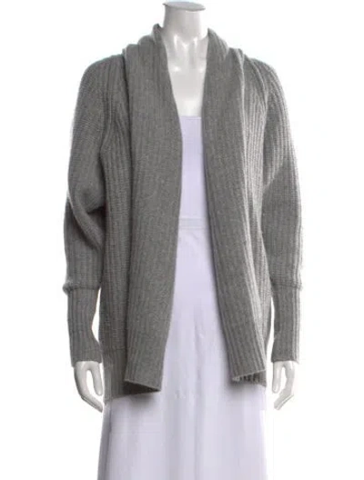 Pre-owned James Perse Cashmere Open Front Sweater In Gray