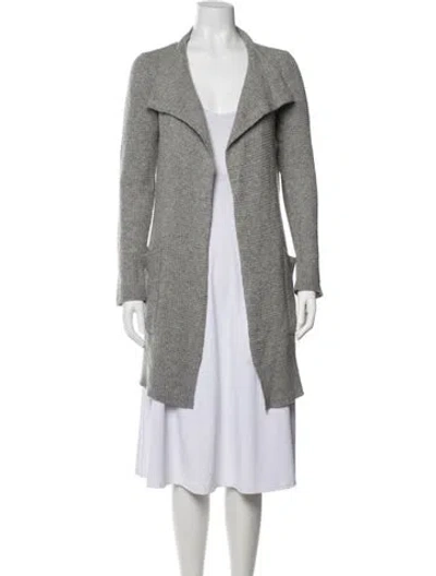 Pre-owned James Perse Cashmere Open Front Sweater In Grey